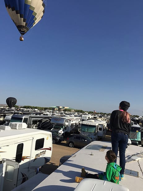 Watching balloons from RV roof