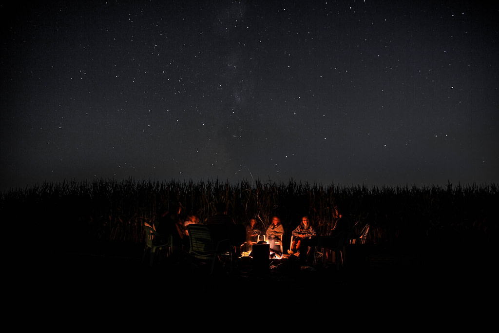 Friends at a campfire