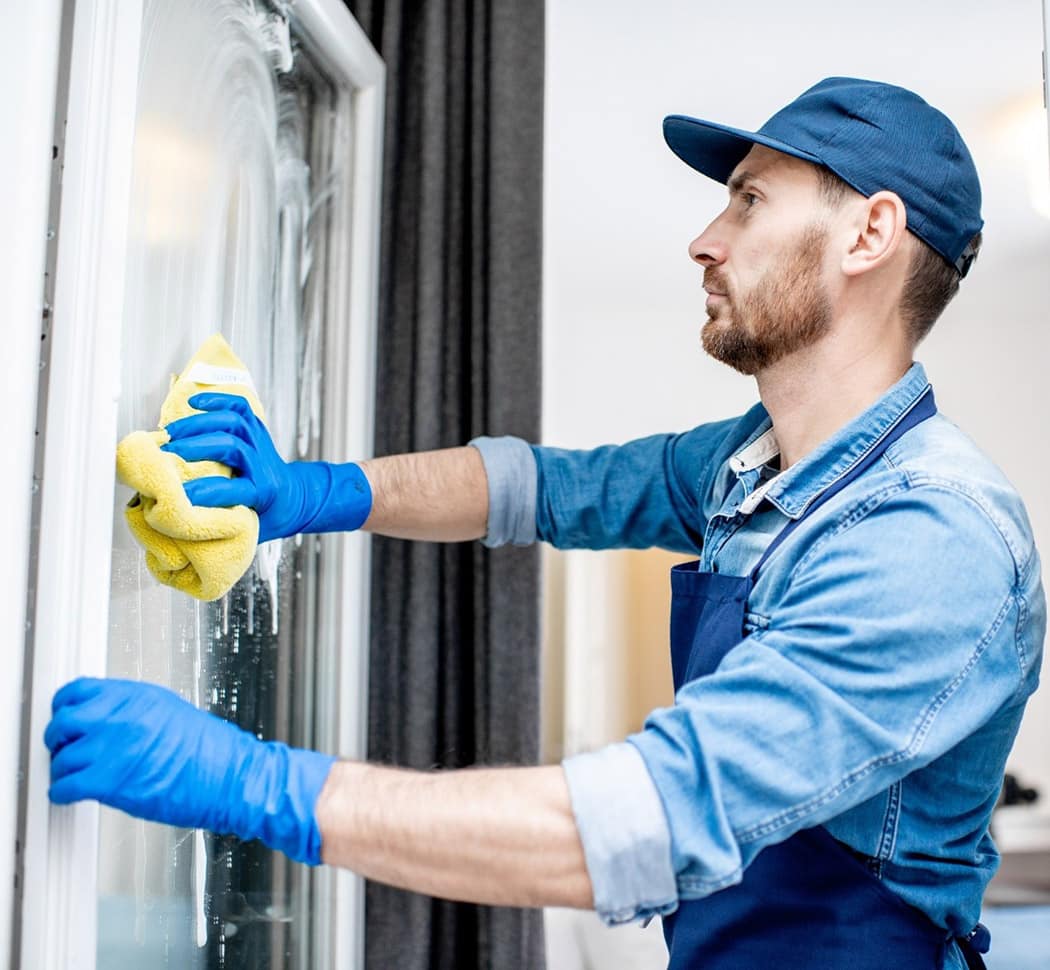 window cleaner cleaning windows