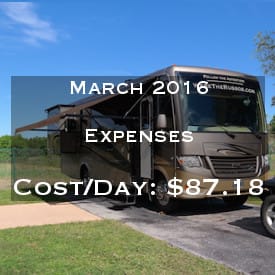 Full Time RVing Costs: Motorhome Edition - March 2016