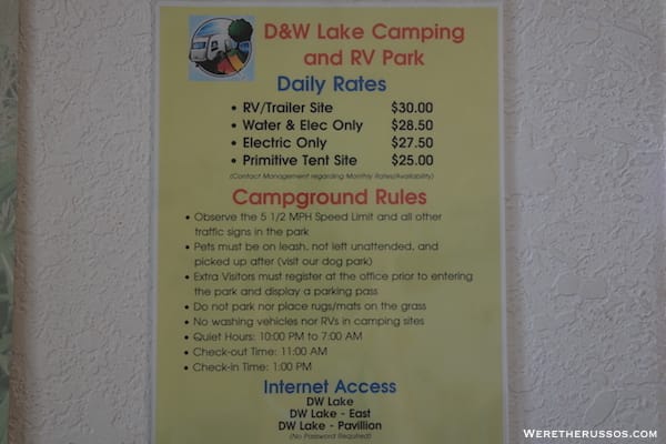D&W Lake Camping RV Park Champaign rates