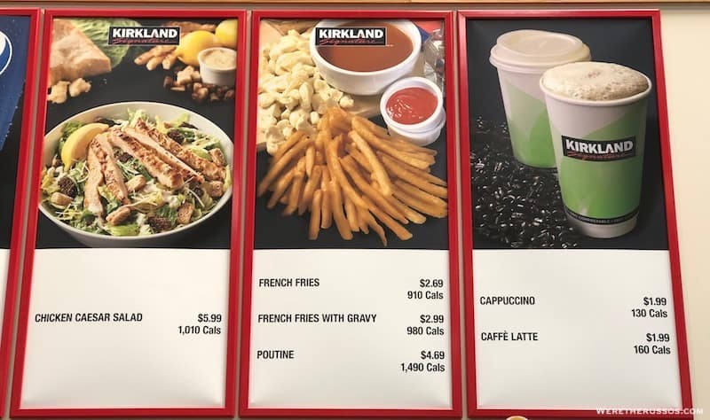 Costco Canada food court menu