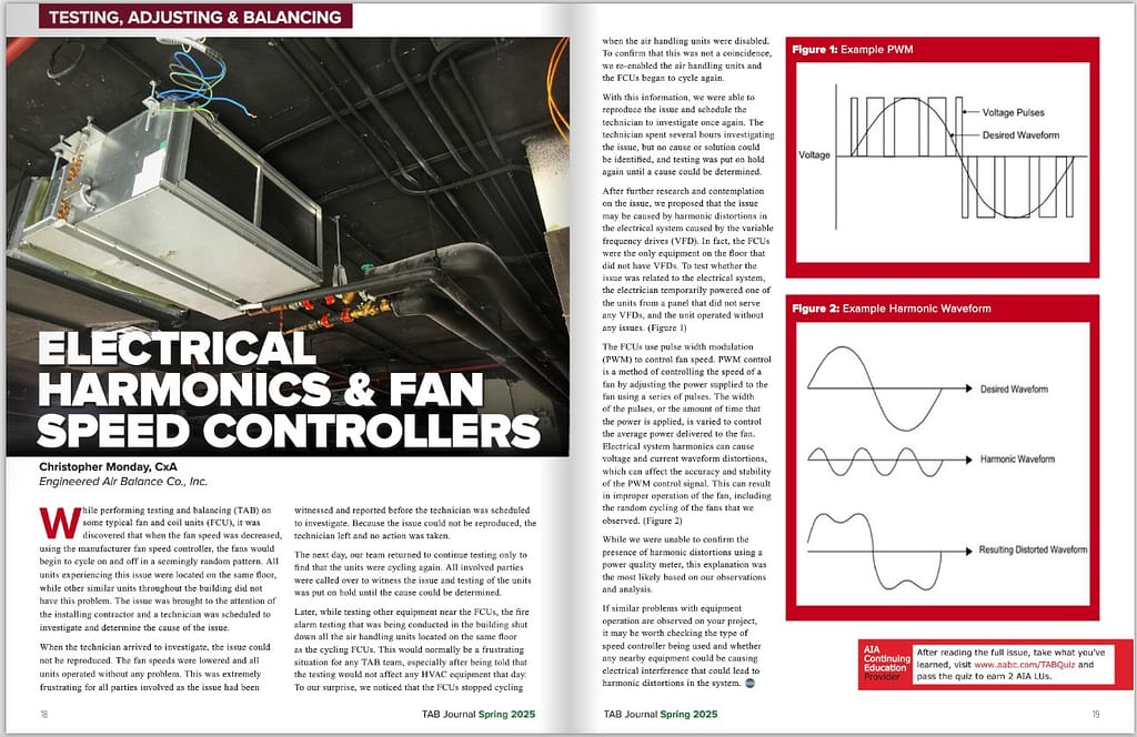 electrical harmonics and fan speed controllers aabc tab journal Spring 2025 Edition