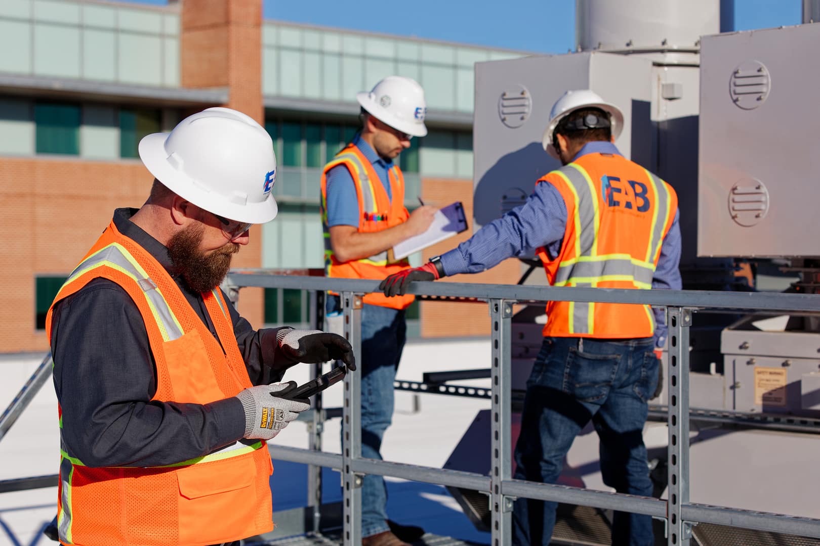 commissioning team on roof