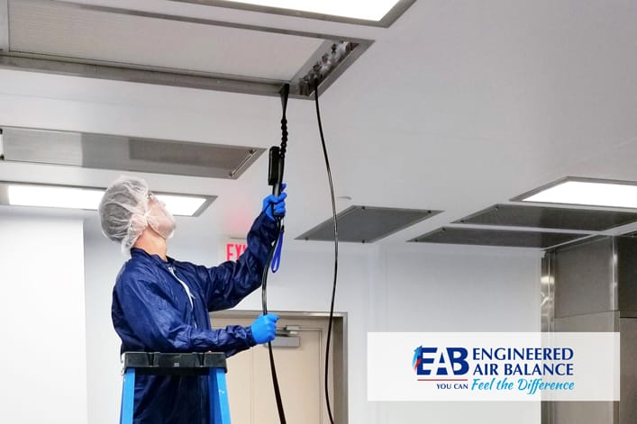 cleanroom testing by an hvac air balancing engineer from EAB