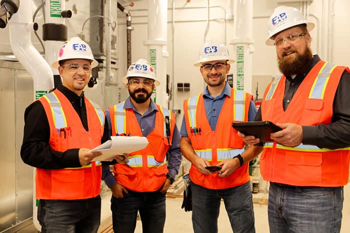 EAB commissioning engineers conducting a team emergency power systems assessment at a hospital