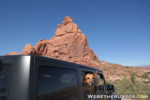Arches dukes head out Jeep