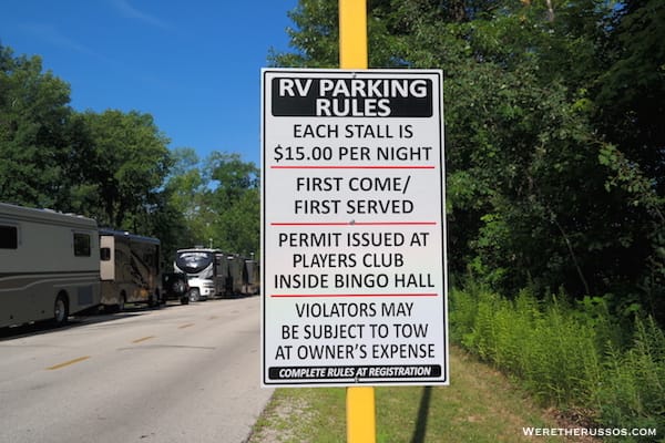 Oneida Casino RV Parking Rules