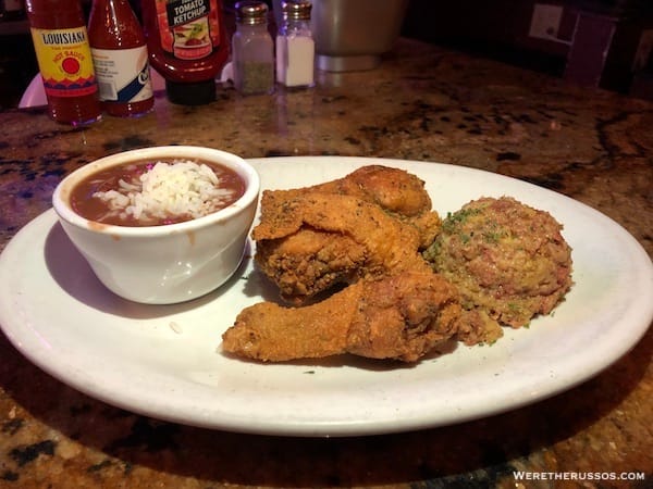 Neyow's Creole Cafe fried chicken red beans rice