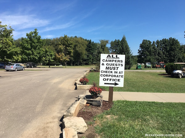 Clays Park Ohio check-in sign