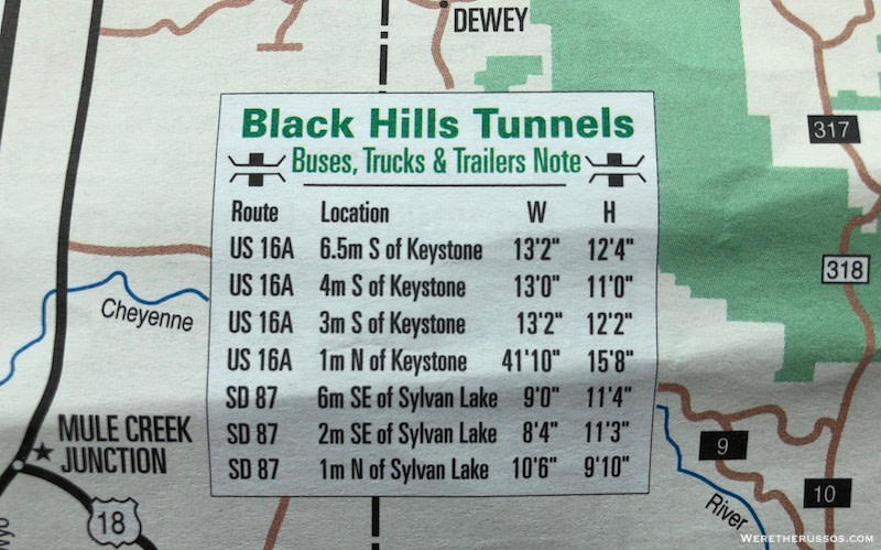 Black Hills Tunnels - Width and Height Restrictions