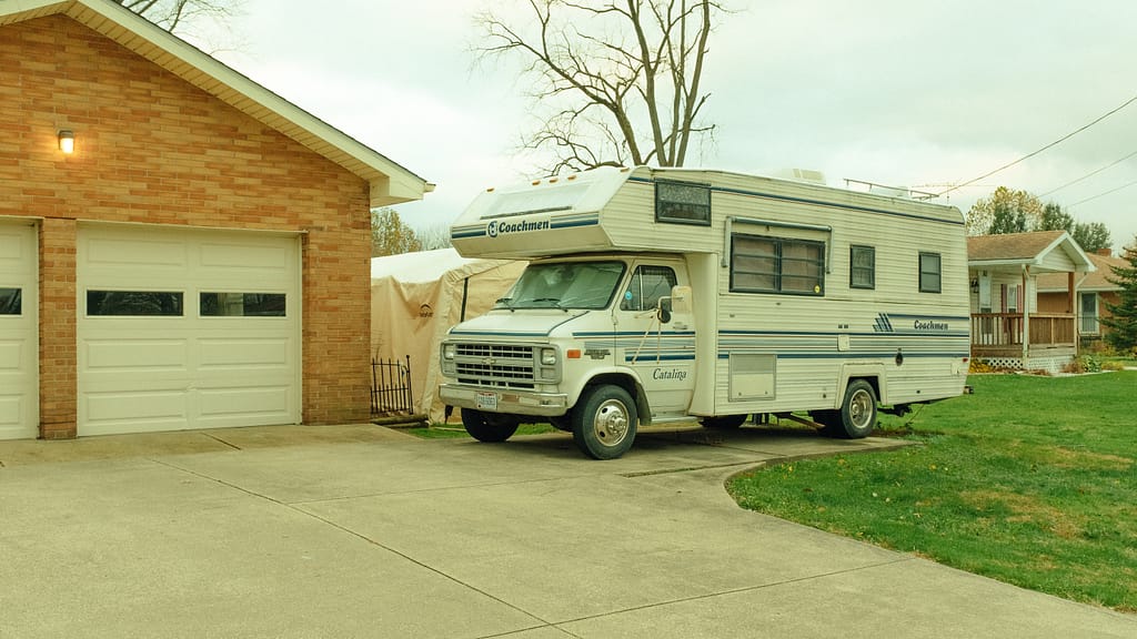 RV storage ideas: RV in driveway