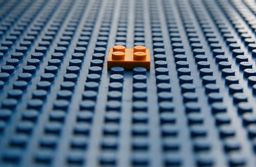 Blue and orange lego bricks