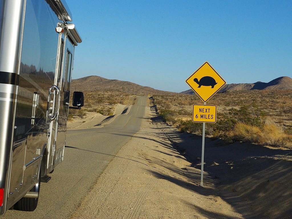RV driving on the road after RV trip planning