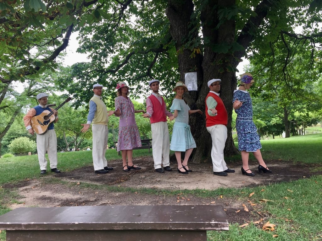 Performers in 1920s garb at Greenfield Village in Michigan