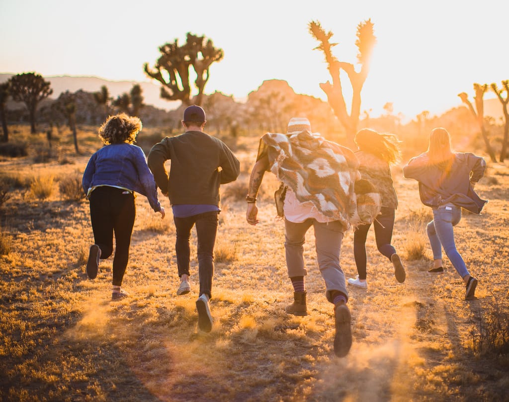 Teenagers running together