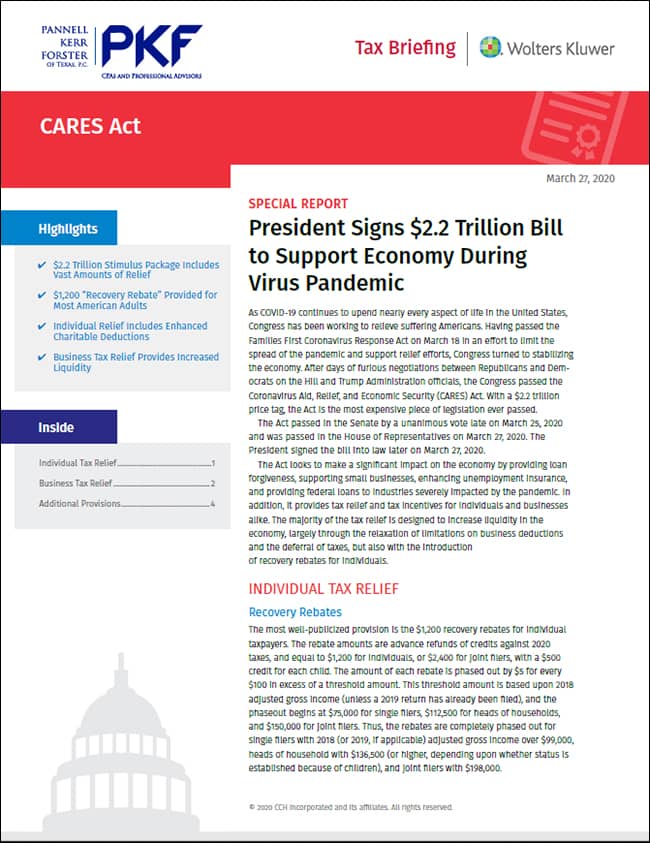 CARES Act Tax Briefing – March 30th COVID-19 Update