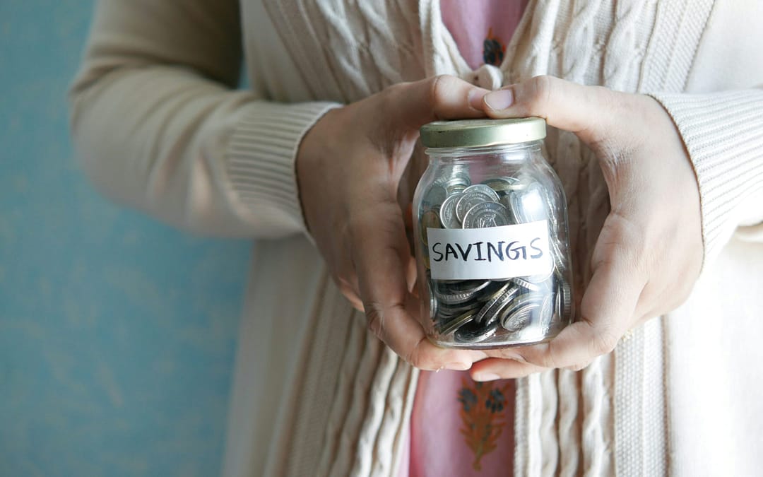 Savings jar full of coins