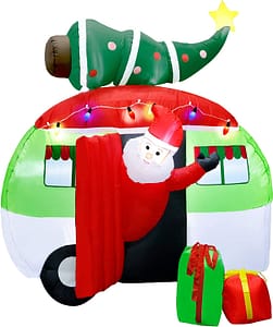 Christmas Santa RV Camper Trailer Holiday Airblown Inflatable store Yard 7 Ft Big LED