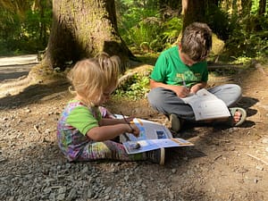 Junior Rangers filling out books