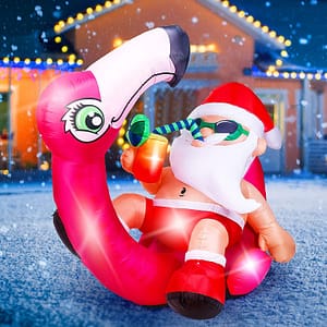 Santa and flamingo decoration