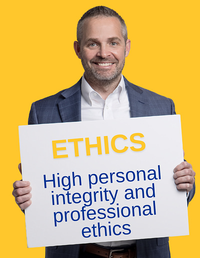 Approachable Advisor Holding Ethics Sign