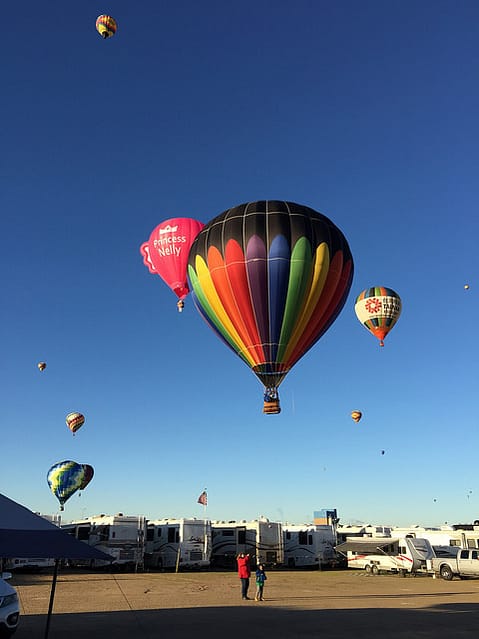 Balloons over RVs at Albuquerque Balloon Fiesta