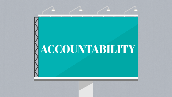 graphic image of a green billboard sign with the word "accountability" printed; image used for blog post about not-for-profit accountability