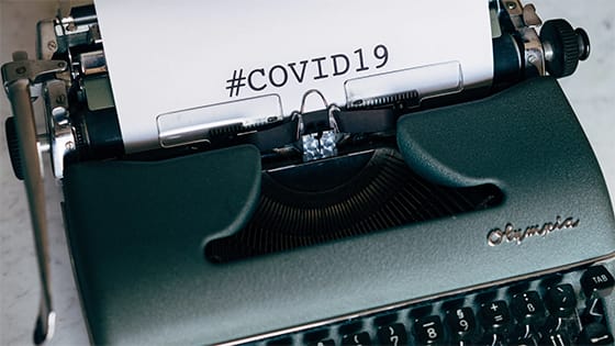 tyepwriter with a printed paper with the text, "#COVID19;" image used for blog post about recent tax changes affecting individual tax bills
