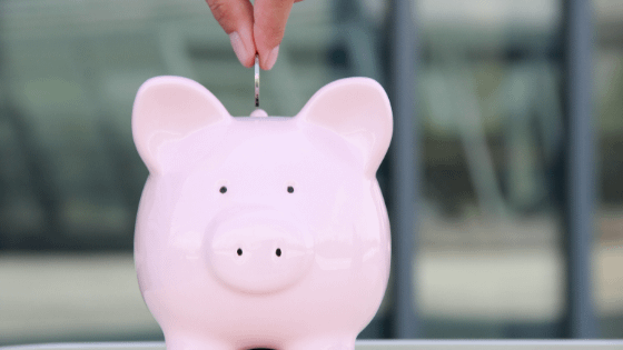 A photo of someone dropping a coin into a piggy bank; image used for blog post about Roth IRA conversion benefits