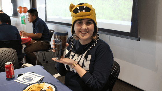A photo of PKF Texas Practice Growth Senior Manager Jen Lemanski in Penn State gear; for blog post celebrating Women's History Month