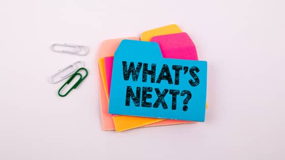 A photo of three color file folders with the word "What's Next;" image used for blog post about what to do after an audit is completed
