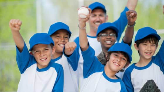 A photo of a youth sports team of baseball players