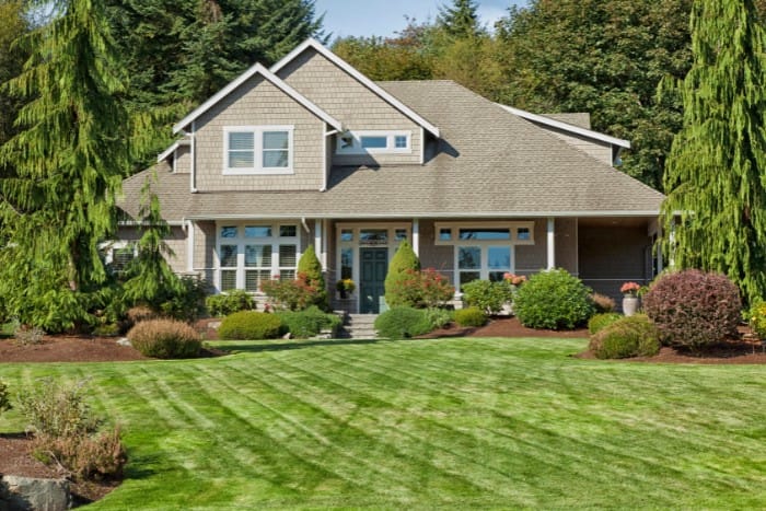 a house with a clean lawn