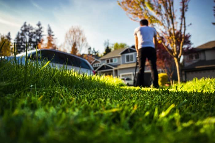 man mowing the lawn