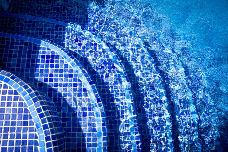 blue swimming pool tiles