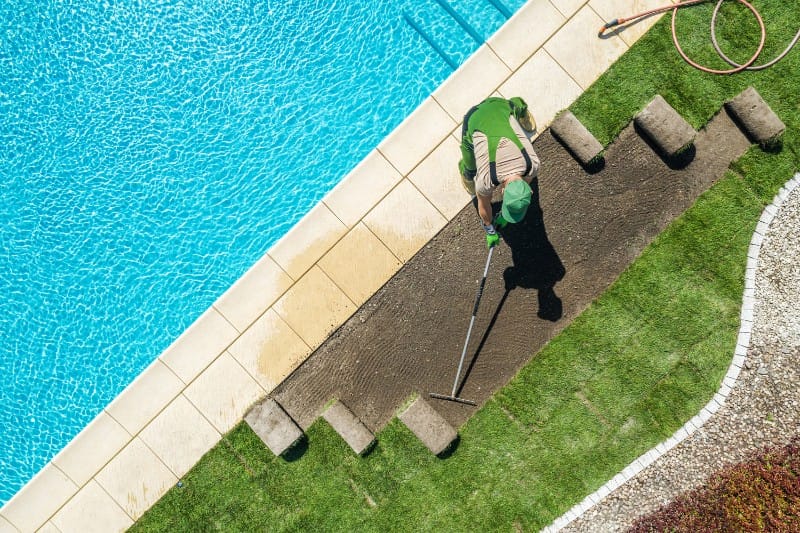 pool artificial grass installation