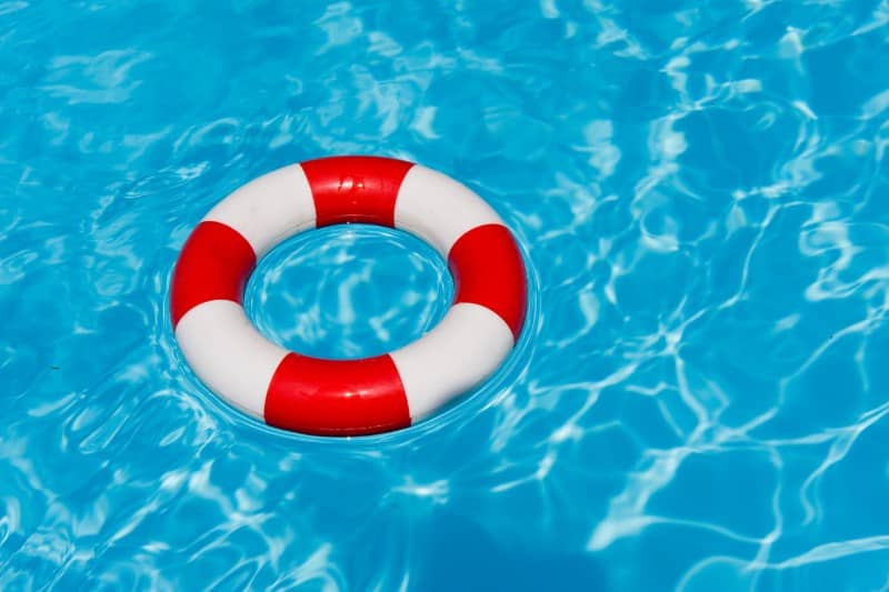 lifebuoy floating in the pool