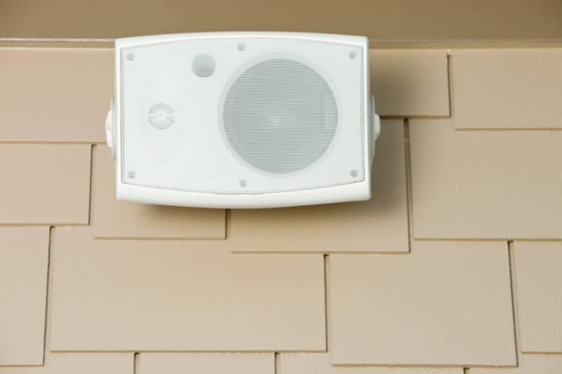 mounted white outdoor speaker