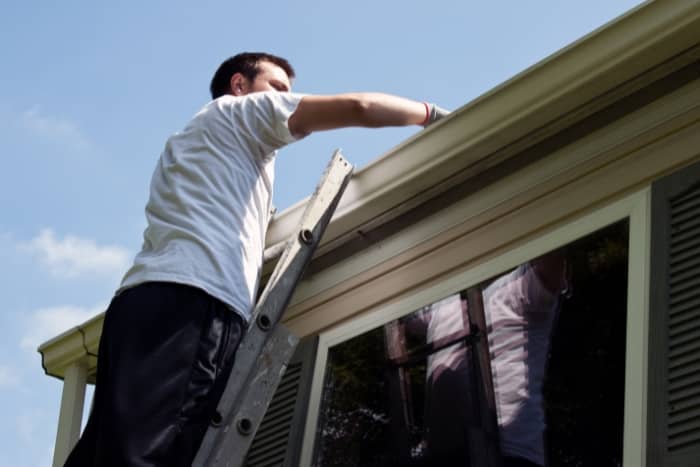 cleaning gutters